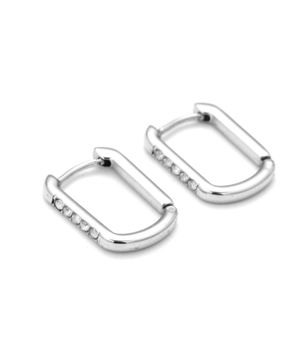 Pendientes de aro plateados pequeños con circonitas