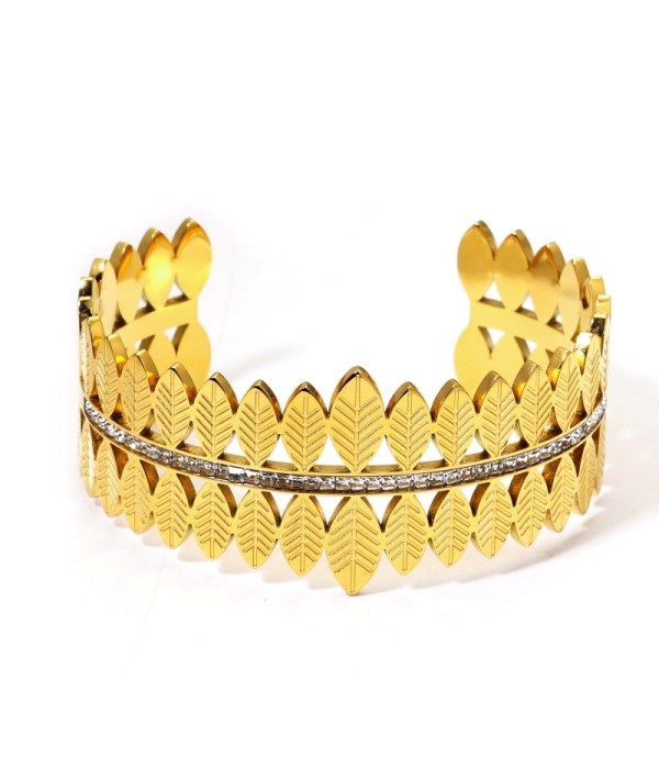 Brazalete dorada de hojas de árbol