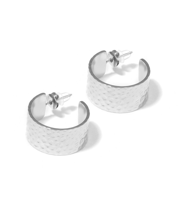 Pendientes de aro plateados con textura