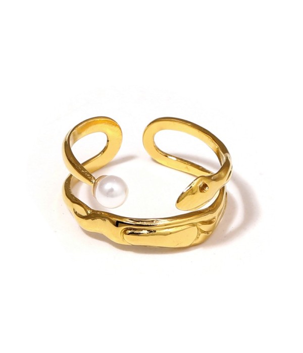 Anillo con diseño de serpiente y perla