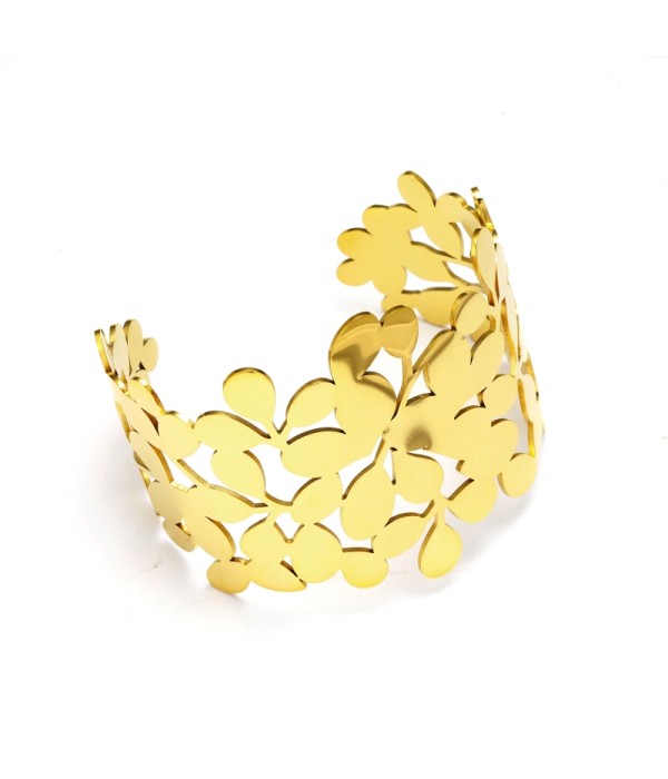 Brazalete ancho dorado de padrón floral