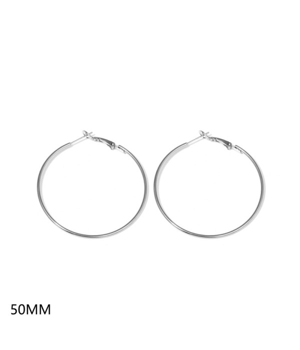 Pendientes de aro plateados finos clásicos（50MM）