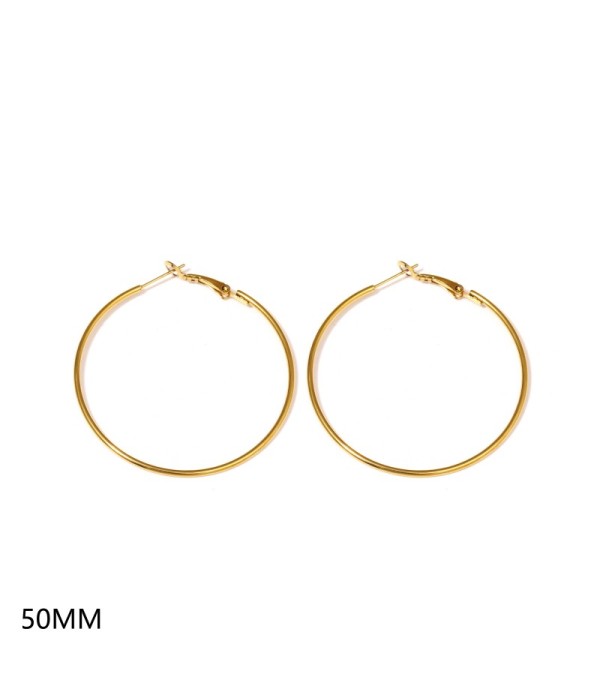 Pendientes de aro dorados finos clásicos（50MM）