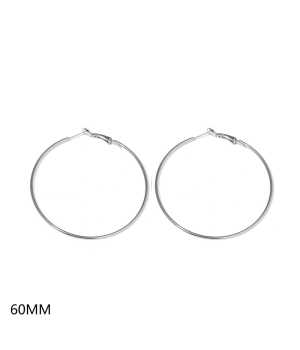 Pendientes de aro plateados finos clásicos（60MM）