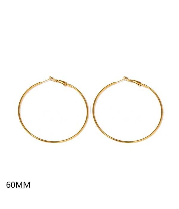 Pendientes de aro dorados finos clásicos（60MM）