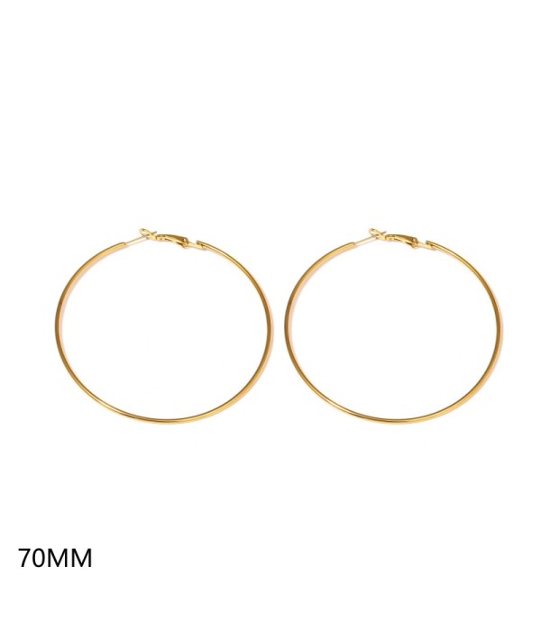 Pendientes de aro dorados finos clásicos（70MM）