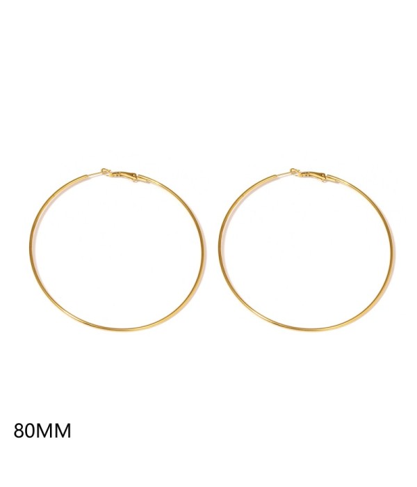 Pendientes de aro dorados finos clásicos（80MM）