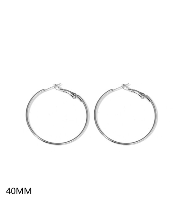 Pendientes de aro plateados finos clásicos（40MM）