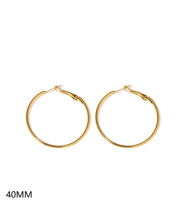 Pendientes de aro dorados finos clásicos（40MM）