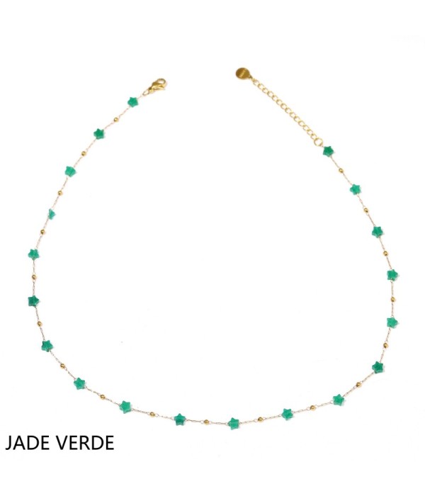 Pulsera dorada con estrellas de piedra natural