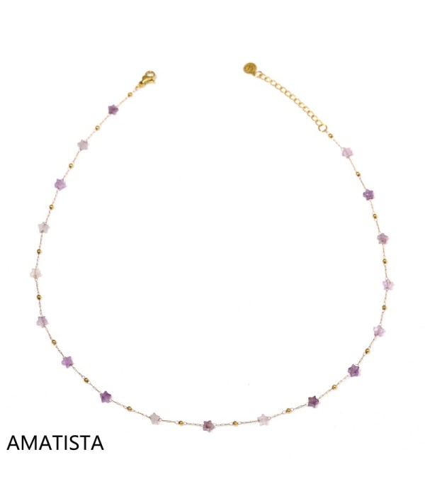 Collar dorado con estrellas de piedra natural