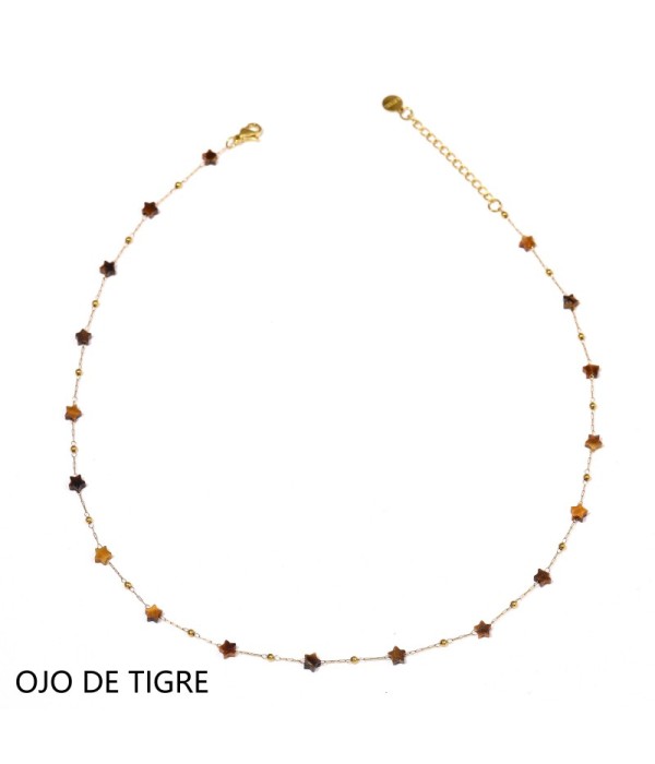 Collar dorado con estrellas de piedra natural