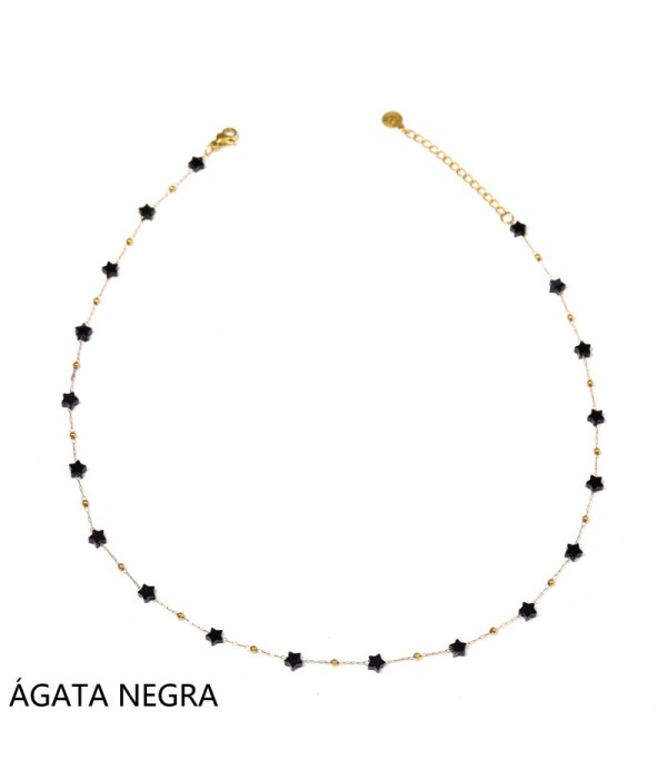 Collar dorado con estrellas de piedra natural