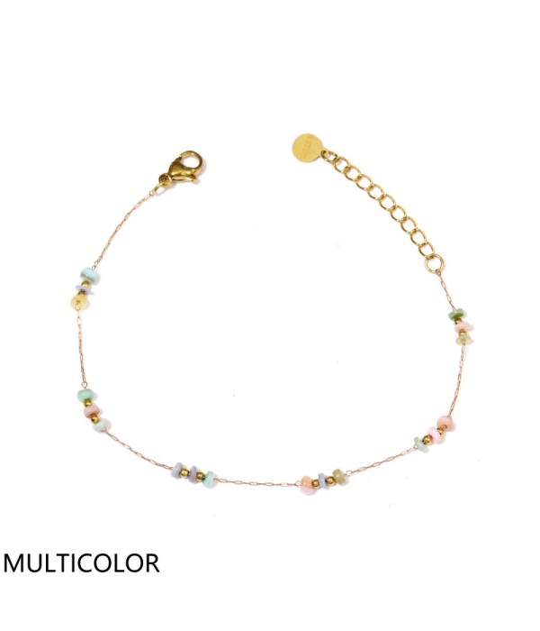 Pulsera dorada con cuentas planas y pequeñas...