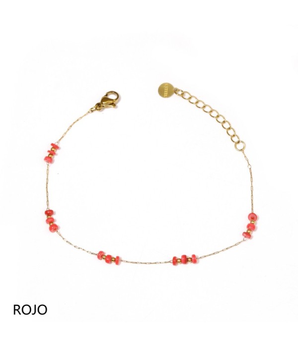 Pulsera dorada con cuentas planas y pequeñas cuentas 2