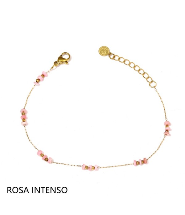 Pulsera dorada con cuentas planas y pequeñas cuentas