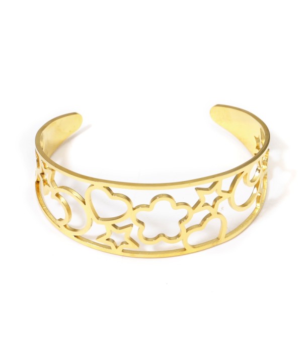 Brazalete dorado calado de formas