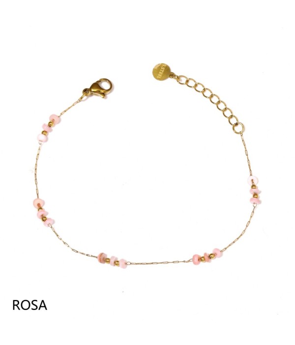 Pulsera dorada con cuentas planas y pequeñas cuentas