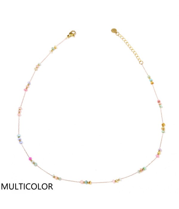 Collar dorado con cuentas planas y pequeñas...
