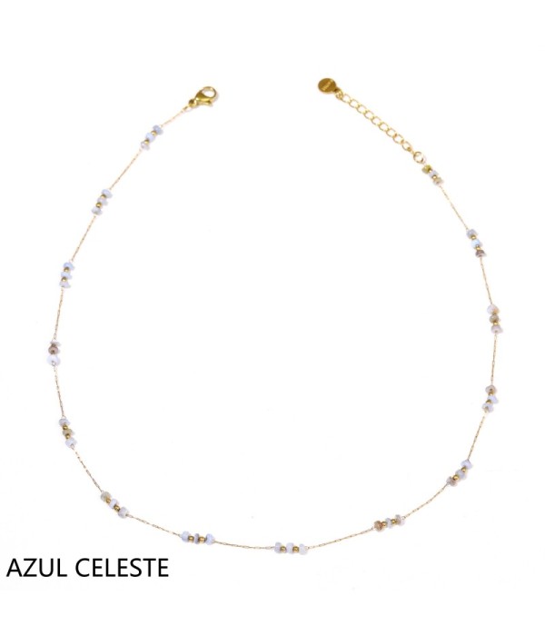 Collar dorado con cuentas planas y pequeñas cuentas 2
