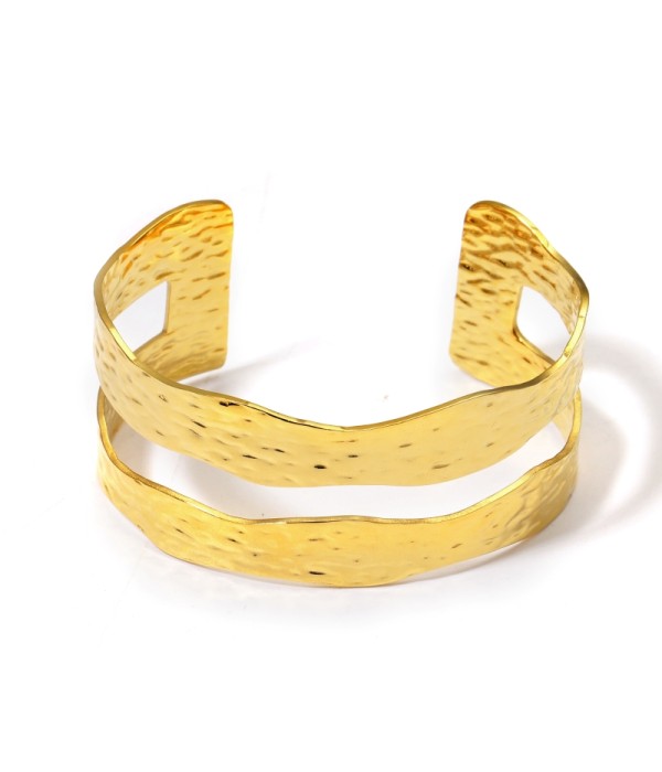 Brazalete dorado de dos bandas martilladas