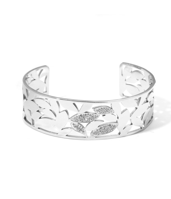 Brazalete plateado abierto calado de formas