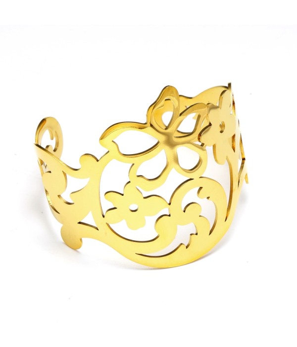 Brazalete ancho dorado de padrón floral