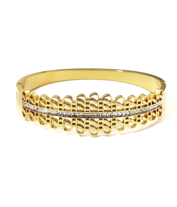 Pulsera rígida dorada de patrón del nudo auspicioso