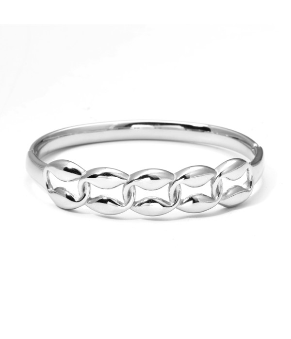 Pulsera rígida plateada tipo manguito