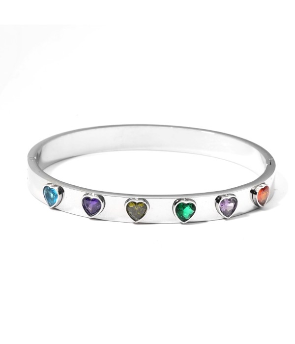 Pulsera rígida plateada tipo manguito