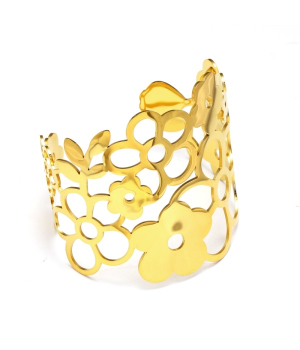 Brazalete ancho dorado de padrón floral