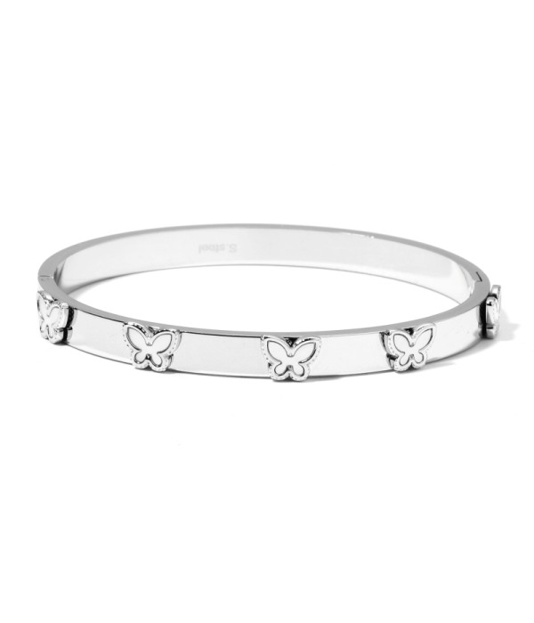 Pulsera rígida plateada tipo manguito