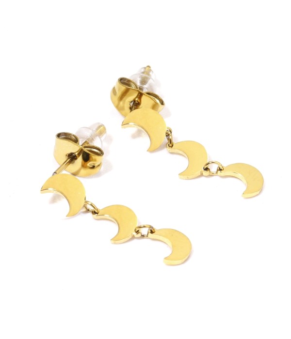 Pendientes doradas con colgantes de luna