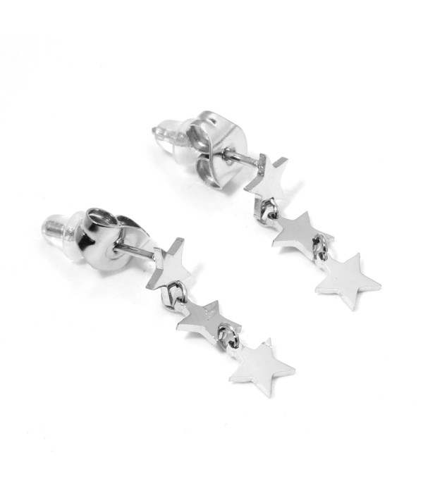 Pendientes plateados con colgantes de estrella