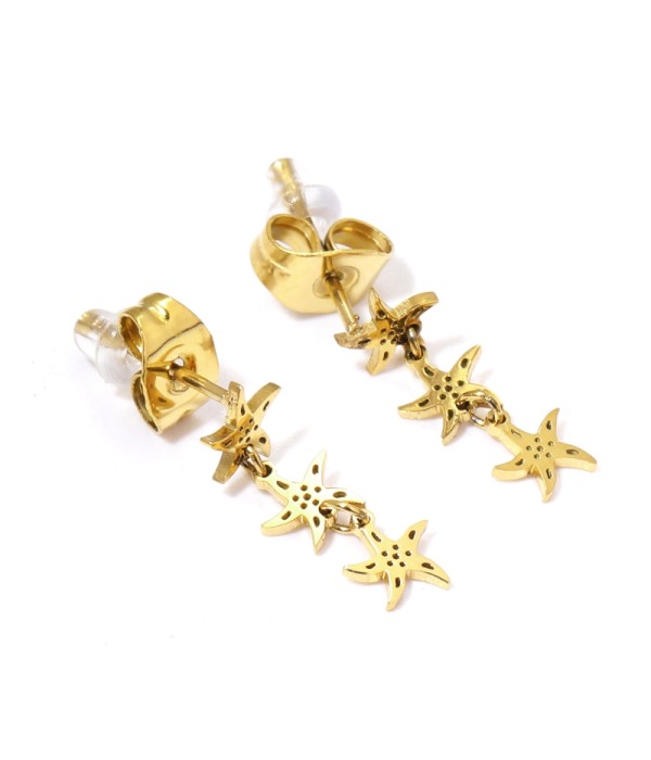 Pendientes doradas con colgantes de estrella de mar