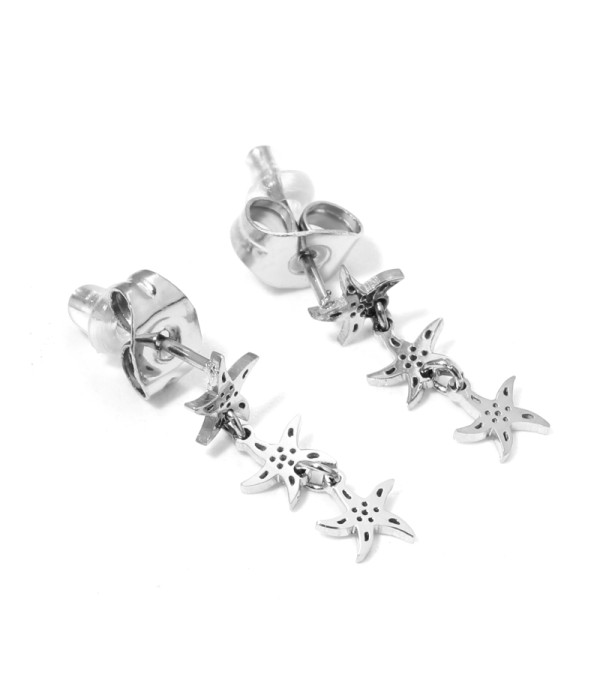 Pendientes plateados con colgantes de estrella de mar