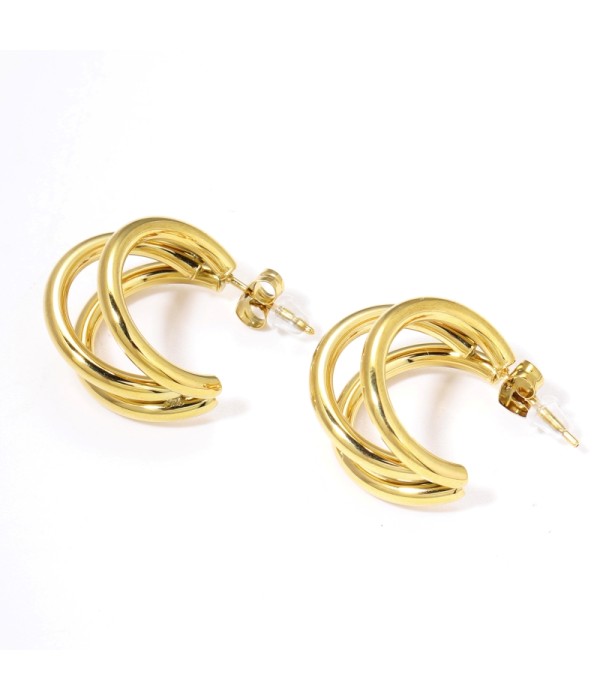 Pendientes de aro abierto medianos con tres aros