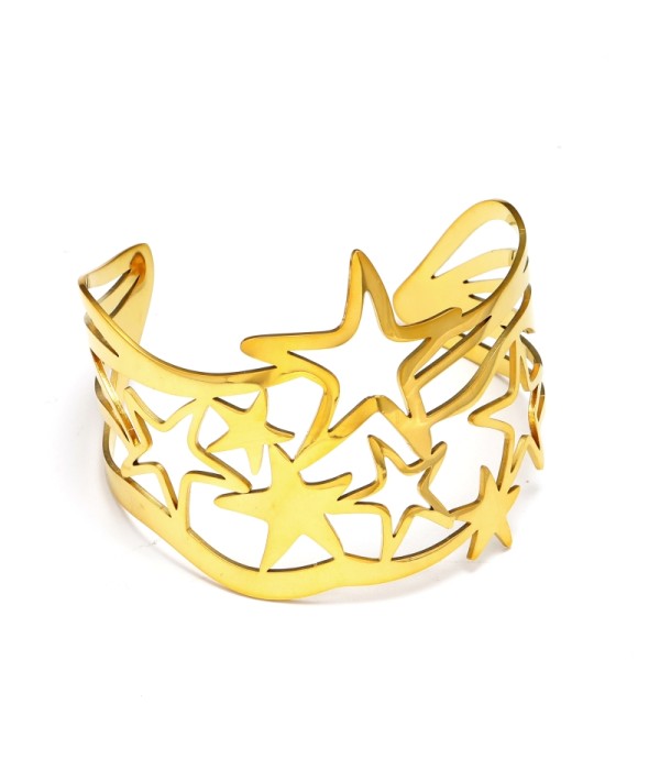 Brazalete ancho dorado de padrón estrellas