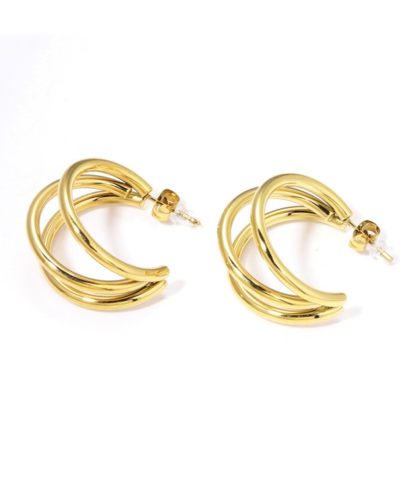 Pendientes de aro abierto grandes con tres aros