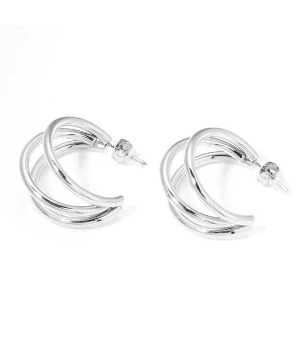 Pendientes de aro abierto grandes con tres aros