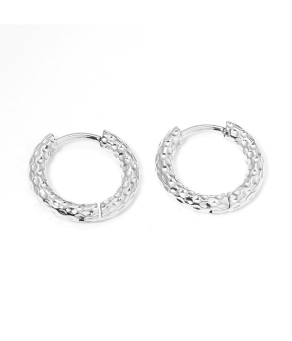 Pendientes de aro pequeños 10mm texturizados martillados