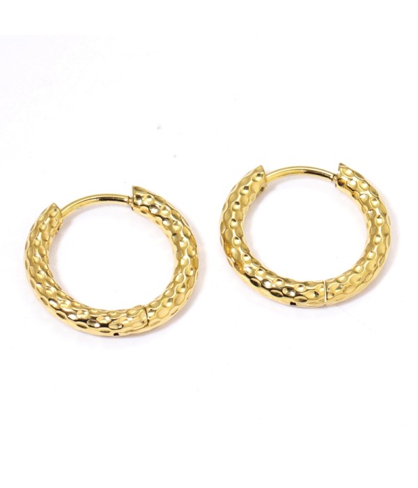 Pendientes de aro pequeño-medianos 12mm texturizados martillados