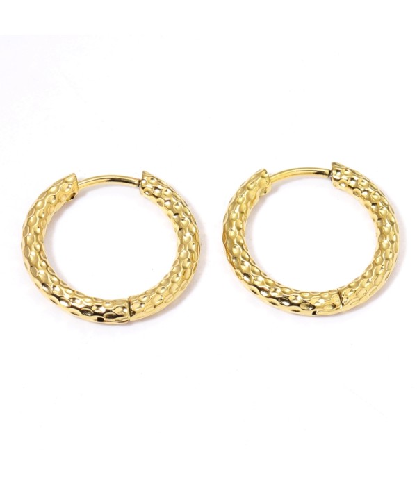 Pendientes de aro medianos 14mm texturizados martillados