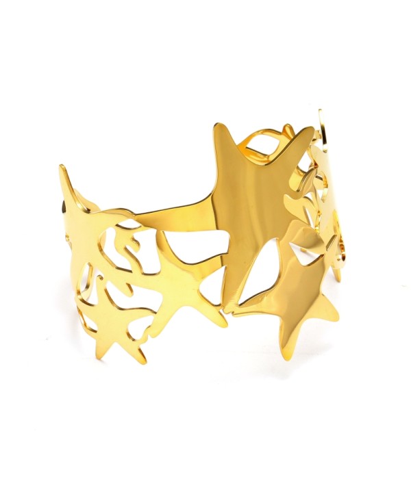 Brazalete ancho dorado de padrón estrellas