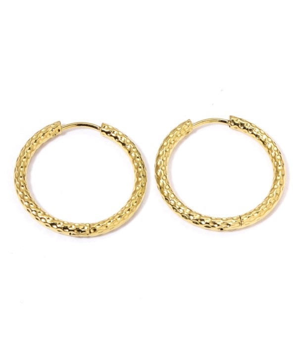 Pendientes de aro grandes 18mm texturizados martillados