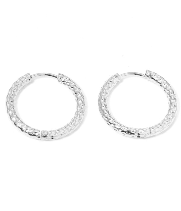 Pendientes de aro mediano-grandes 16mm texturizados martillados