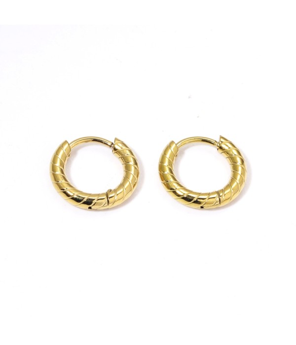 Pendientes de aro minis 8mm con padrón lineas verticales