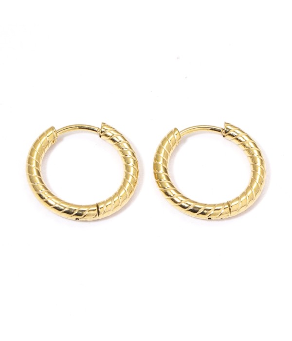 Pendientes de aro pequeño-medianos 12mm con padrón lineas verticales