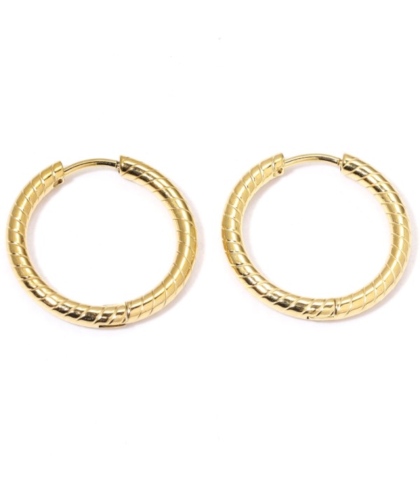 Pendientes de aro mediano-grandes 16mm con padrón lineas verticales