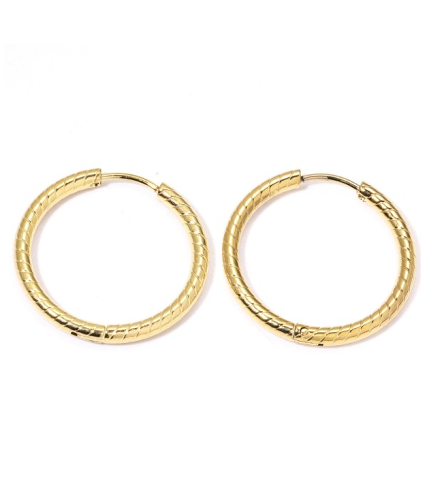 Pendientes de aro grandes 18mm con padrón lineas verticales